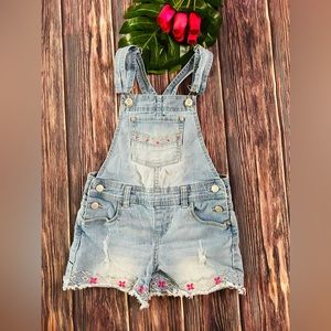 Jordache Girls Light Wash Embroidered Denim Overalls Jumpsuit Romper M(7-8)